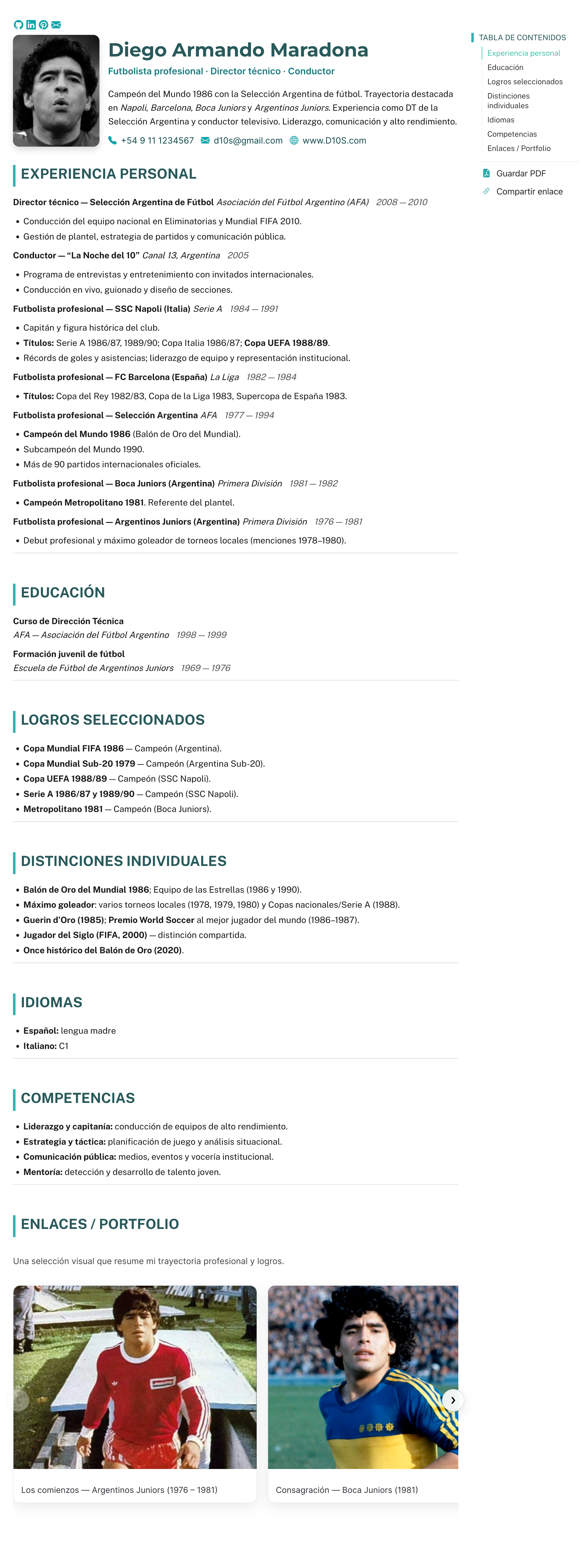 Vista previa CV Web Maradona 2